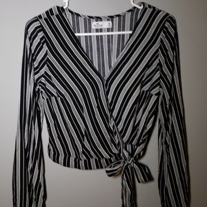 Hollister Black and White Striped Blouse